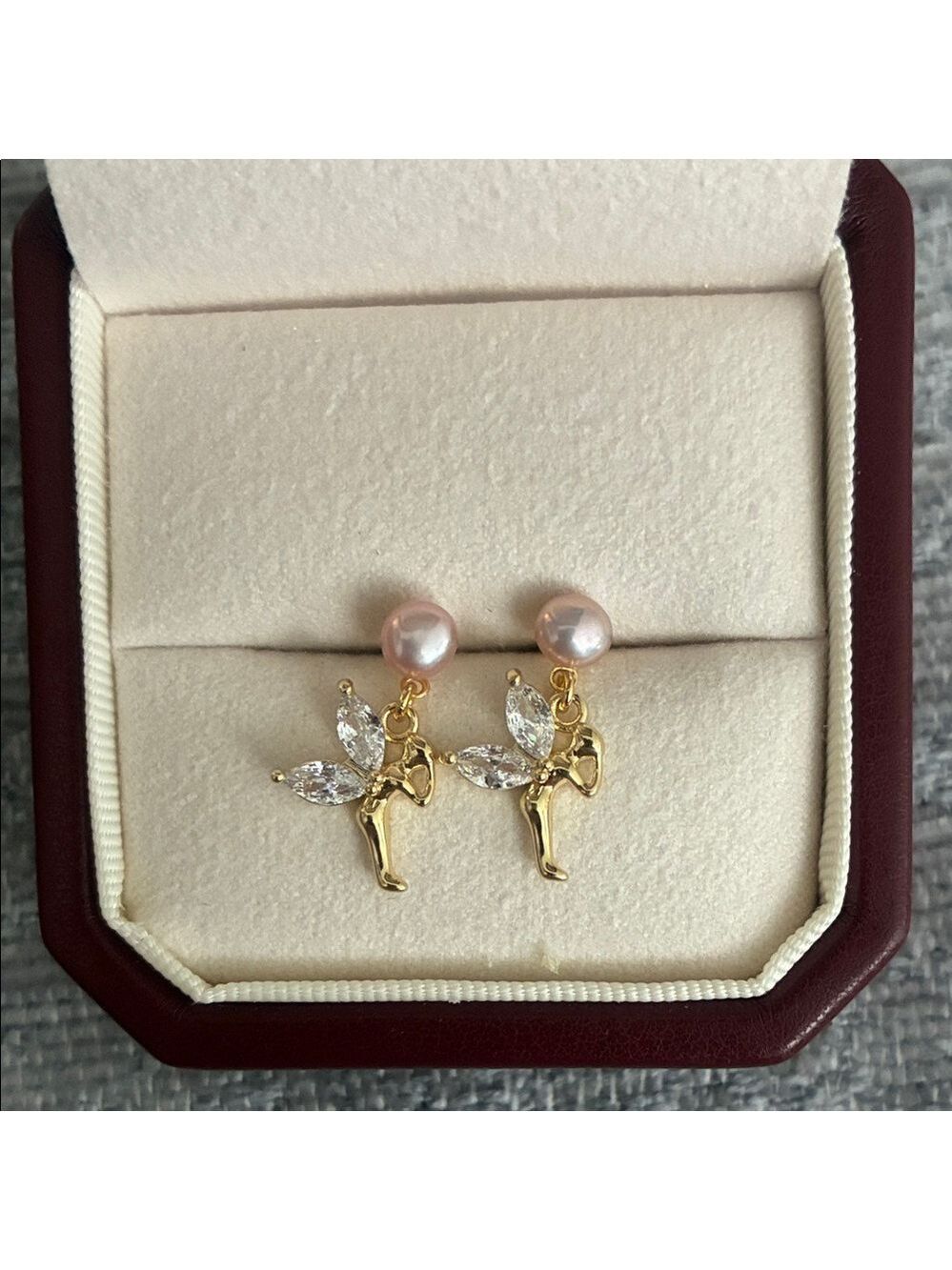 Elegant Gold and Pearl Fairy Earrings